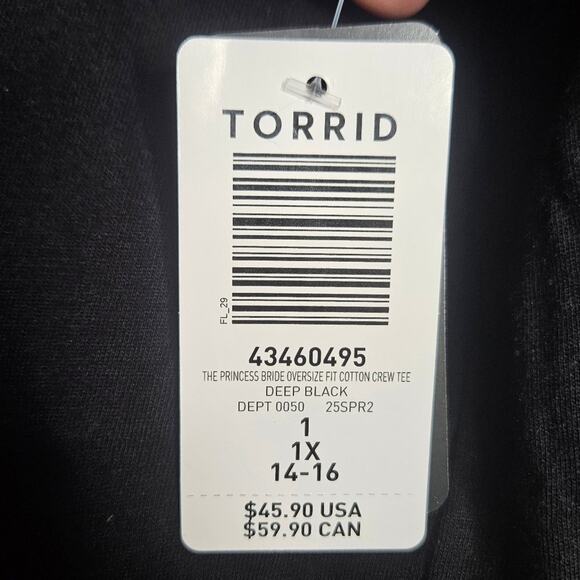 Torrid NWT The Princess Bride Oversize Fit Crew Tee, size 1 - Picture 6 of 6